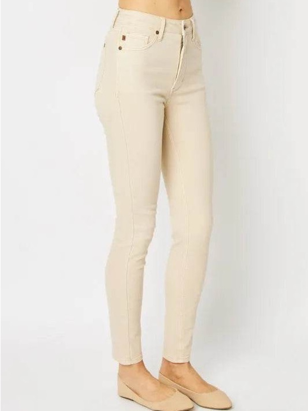 NWT Judy Blue Tummy Control Skinny Jeans Garment Dyed size 9/29 in Bone